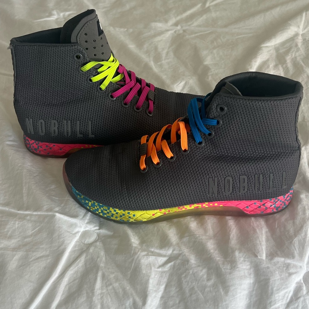 NOBULL Women's High-Top Sneakers - Grey with Multicolor Accents